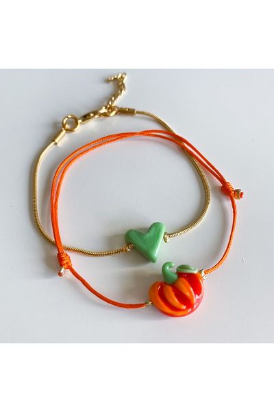CHARMLUCKY Murano pumpkin-heart bracelet combination