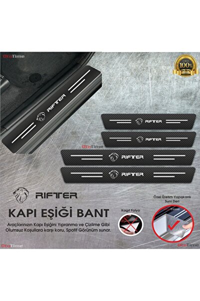 Sm Motors Peugeot Rifter Logolu Karbon Kapı Eşiği Koruyucu Suni Deri 4'lü Set