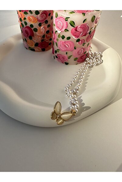Inure Jewelry Pearl Butterfly Steel Necklace - Ideal for a Gift