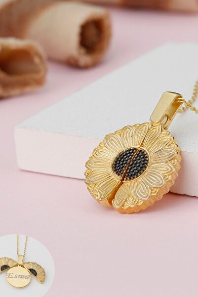 Şimal Silver 925 Ayar Gümüş Isimli Açılan Ay Çiçeği Kolye