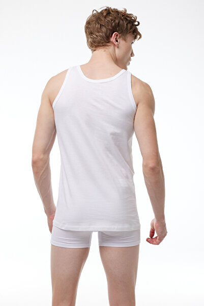 Malabadi Ανδρικό λευκό πακέτο 4 100% βαμβακερό χτενισμένο εσώρουχο 002-e