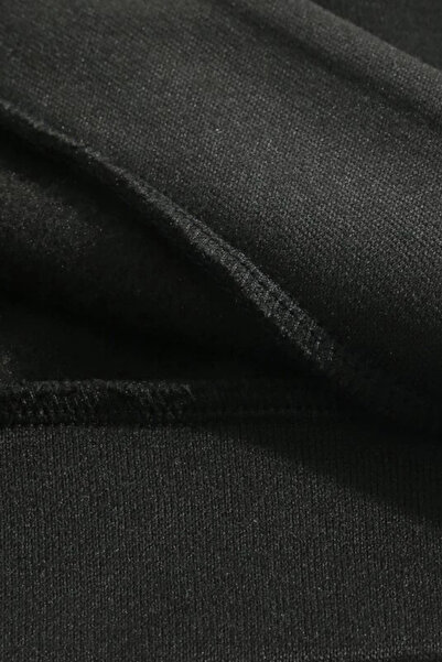 NAKRUF Kadın Siyah Baskısız Oversize Sweatshirt