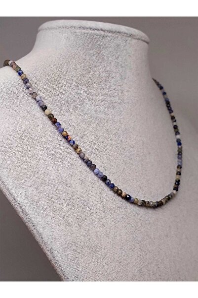 Yasamtohumu Sodalit Taşı 3mm Kolye (SABİT KLİPSLİ) (41300)