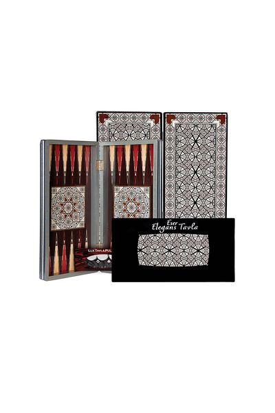Sedef Okey Eser Wooden Fantastic Backgammon Set Star Sedefli