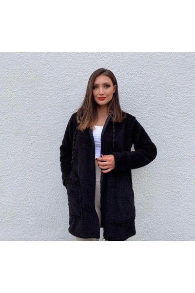 redquenn Cardigan de pluș cu glugă și fermoar