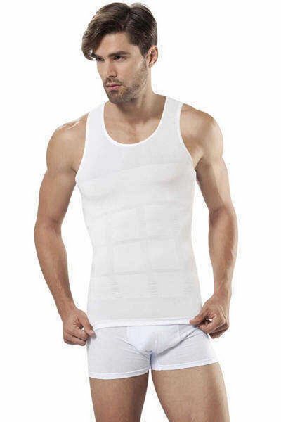 MODİNN Men's White Slim N Lift Corset Undershirt