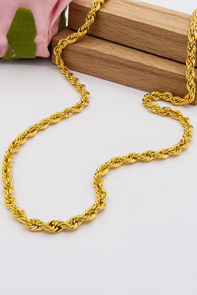 latif kuyumcu 22 Ayar Altın Zincir 4 Mm Halat Altın Zincir 55 Cm Kadın Kolye Zincir