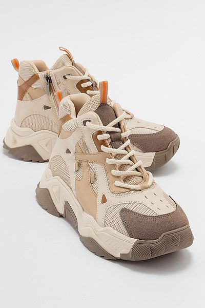 LuviShoes Γυναικείες αθλητικές μπότες LOWEL Μπεζ-Καφέ