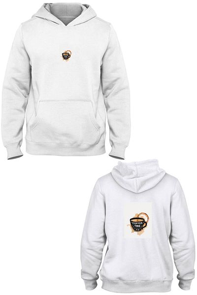 Pisa Art Φούτερ με κουκούλα Coffee Time μπροστά πίσω με στάμπα Kangaroo Pocket Bll616