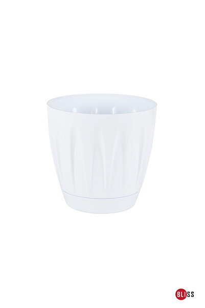 Bliss Papatya Saksı 1,5 lt Parlak Plastik Kendinden Tabaklı Drenajlı Çiçek Saksısı