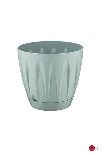 Bliss Papatya Saksı 1,5 lt Parlak Plastik Kendinden Tabaklı Drenajlı Çiçek Saksısı