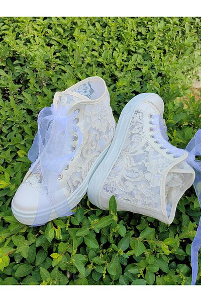 Ayakkabı Tutkusu Stilo ® Lace Design Bridal Wedding Shoes White Soft Lightweight Flat Sole Design Shoes for Brides