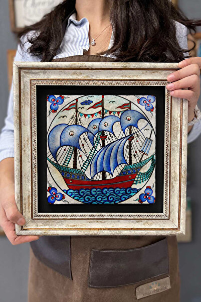 Oscar Stone Decor Çerçeveli Tablo Taş Duvar Dekoru 30 X 30 Cm Çini Seramik Ge...