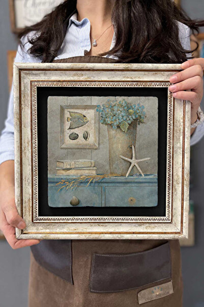 Oscar Stone Decor Çerçeveli Tablo Taş Duvar Dekoru 30 X 30 Cm Dekor Eskitme T...