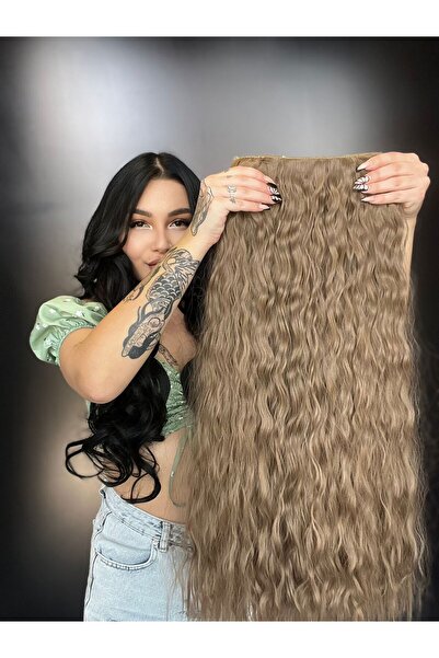 Suzan Peruk Afro Dalgalı Yarım Ay + 2 Yan Çıt Çıt - Kumral Beyaz Platin Röfleli