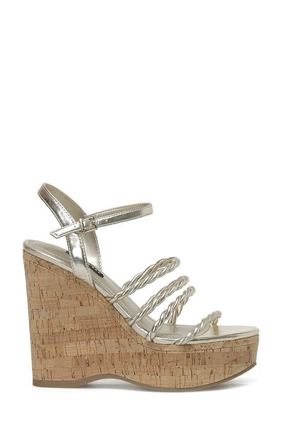 Nine West RENEST3 3FX Gold Women's Wedge Heel Sandals