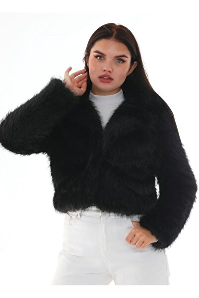 Lady Pixie Women's Short Shawl Collar Crop plush