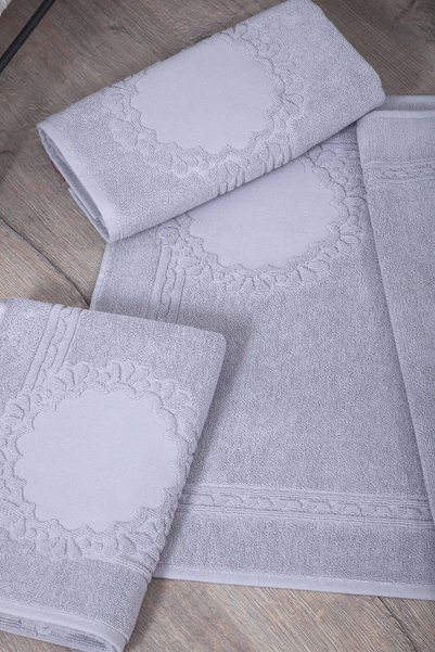 sarra 3-Piece Etamine Embroidery Mat Set - Gray