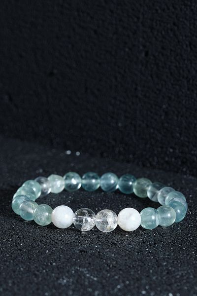 Ssilhoutte Doğaltaş Certified Natural Stone Bracelet for Women Men Concentration Bracelet Moonstone Fluoride Crystal Quartz