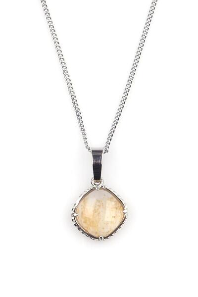 Alibaba Doğaltaş Citrine Natural Stone Silver Colored Necklace