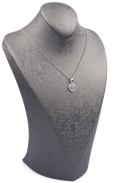 Sahra Cloudy Quartz Natural Stone Silver Colored Necklace
