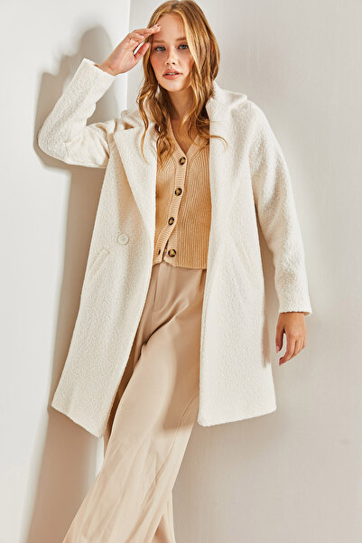 Bianco Lucci Дамско палто от кашу с двуредна яка и джоб