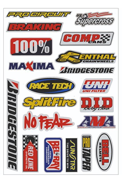 MOTOSEPETİM MOTOSİKLET KASK GRENAJ STİCKER ETİKET MARKA SPONSOR KAPLAMA 15