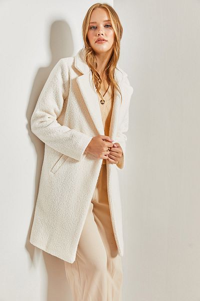 Bianco Lucci Zweireihiger Cashew-Mantel mit Kragentasche für Damen
