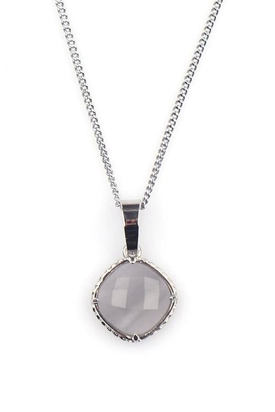 Sahra Cloudy Quartz Natural Stone Silver Colored Necklace