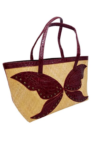 Dünyadan Hediyeler Straw Knitted Leather Decorated Hand Shoulder Bag No.14