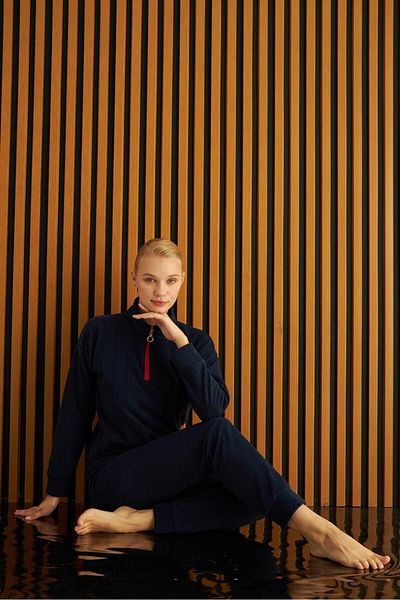 Pijamoni Women's Zippered Fleece Pajama Set 3750-7