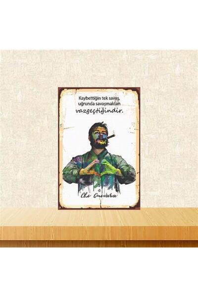 TAKIFİX Kaybettiğin Tek Savaş Che Guevara 20-30 Cm Retro Ahşap Poster
