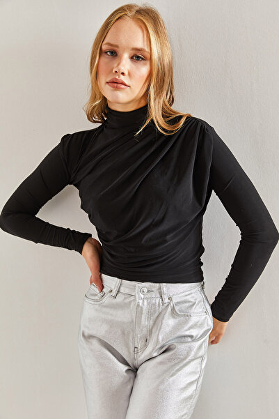 Bianco Lucci Dámská halenka s předním rolákem z cukrové tkaniny