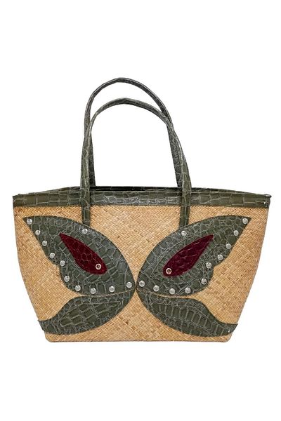 Dünyadan Hediyeler Straw Knitted Leather Decorated Hand Shoulder Bag No.16