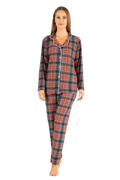 Estiva Ekose Kareli Boydan Düğmeli Süet Pijama Takım