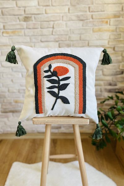 SWITA Home Design Double Combination Punch Embroidered Throw Pillow Cover (Punch)