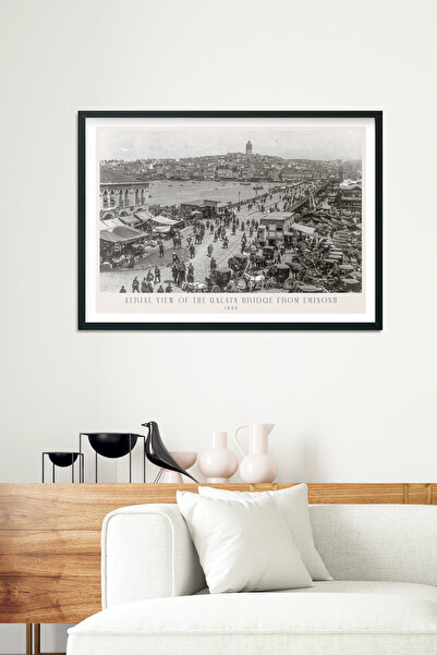 Varyant Eski Istanbul - Eminönünden Galata Köprüsü - Tarihi Fotoğraf - Çerçev...