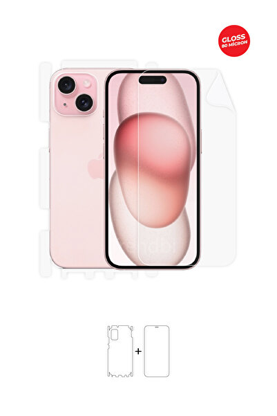Wrapsol Iphone 15 Full Body 360 Derece Tam Kaplama Ön Arka Ve Yan Koruyucu Tpu Film
