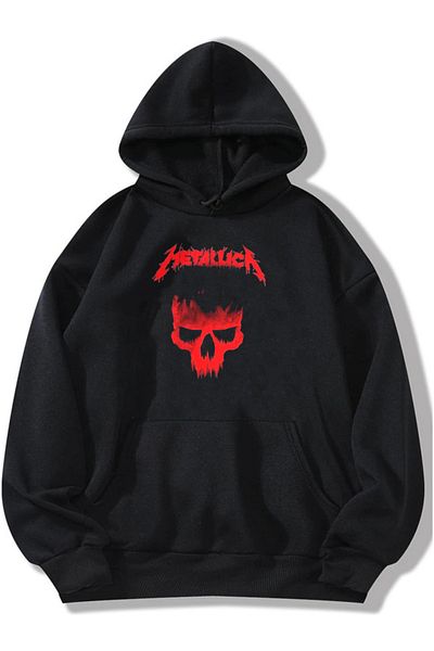 ARC Shoping Φούτερ με κουκούλα με κουκούλα με στάμπα Metallica - 3 κλωστές