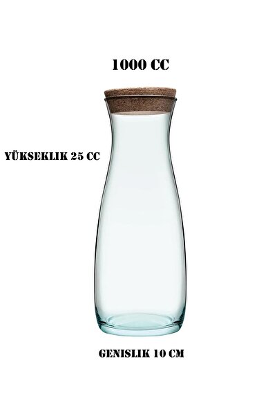 Paşabahçe Aware Series Glass & Carafe with Cork Lid 5 Pieces