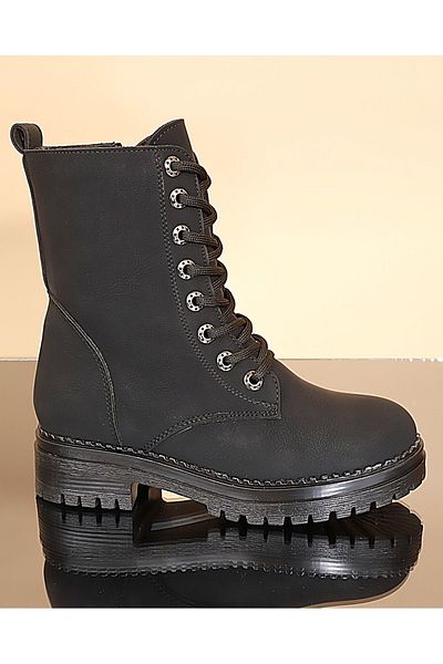 Konfores 1731-261065 Cizme cu talpă cauciuc Ghete sport NEGRE