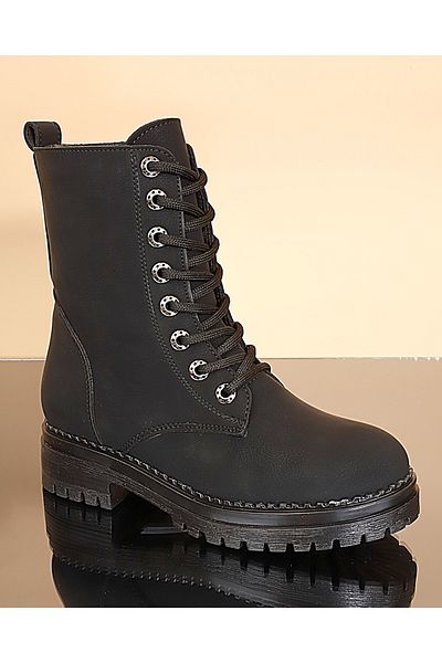 Konfores 1731-261065 Cizme cu talpă cauciuc Ghete sport NEGRE