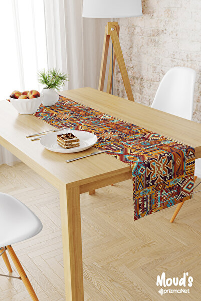 Moud's سجادة عرقية منقوشة مطبوعة من جلد الغزال مفرش طاولة