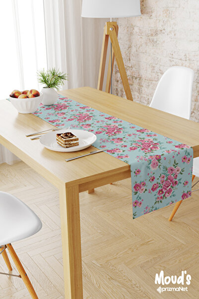 Moud's مفرش طاولة من جلد الغزال المطبوع بنمط الربيع