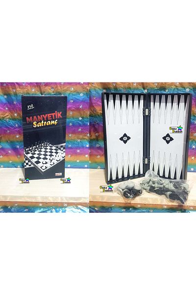 YıldızDükkan Educational Toy Chess Game Set Magnetic 3-Piece Game Set Backgammon Chess Checkers Strategy Intelligence Game Set