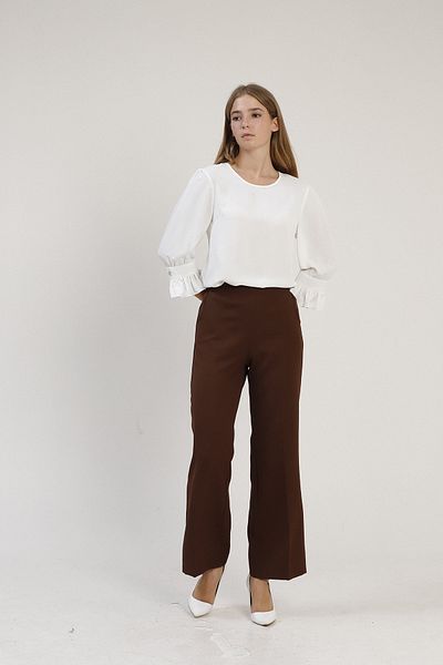 NELSA Bitter Brown Palazzo Elastic Waist Pocket High Waist Woven Women's Trousers