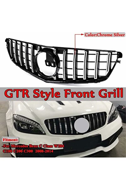 HasbeeParts Mercedes C serisi w204 gtr Uyumlu ön panjur ızgara seti krom-siya...