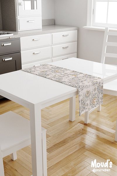 Moud's Anatolia 4 Pattern Printed Suede Runner Table Cloth