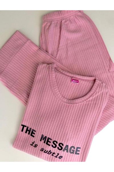 MODY Waffle Fabric Winter Women's Pajamas Set
