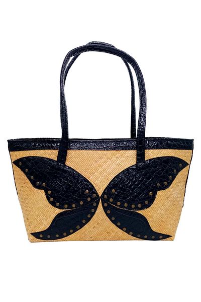 Dünyadan Hediyeler Straw Knitted Leather Decorated Hand Shoulder Bag No.20